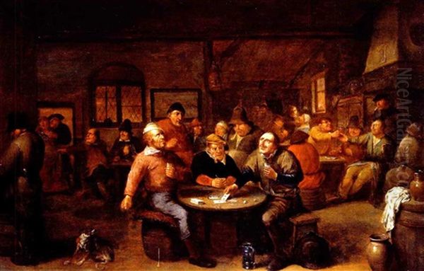 Kartenspielende Und Zechende Bauern Im Wirtshaus Oil Painting by Egbert van Heemskerck the Elder