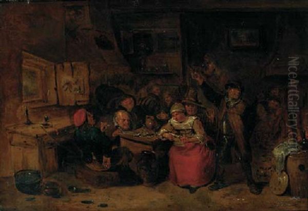 Peasants Making Merry In A Tavern Oil Painting by Egbert van Heemskerck the Elder