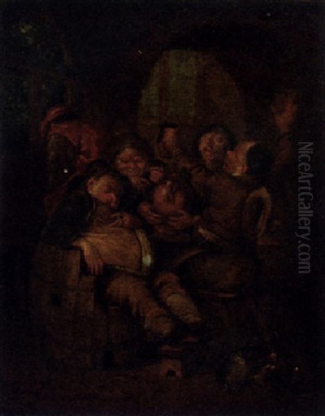 Boors Drinking In A Tavern Oil Painting by Egbert van Heemskerck the Elder