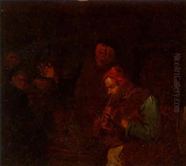 Peasants Making Music In A Tavern Oil Painting by Egbert van Heemskerck the Elder