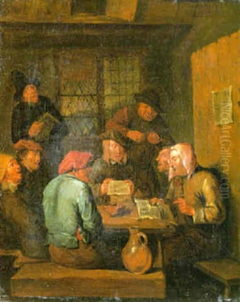 Boers Singing In A Tavern Interior Oil Painting by Egbert van Heemskerck the Elder