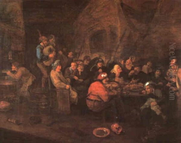 Feiernde Bauern Im Wirtshaus Oil Painting by Egbert van Heemskerck the Elder