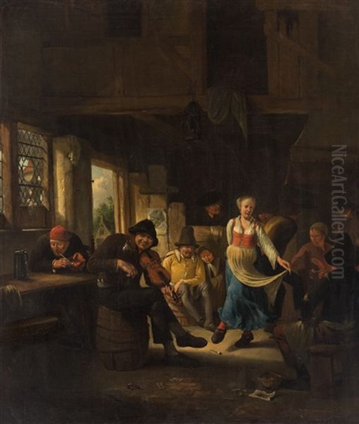 A Tavern Interior With A Woman Dancing Oil Painting by Egbert van Heemskerck the Younger