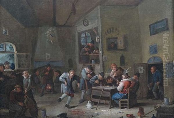 Wirtshausinterieur Mit Zechenden Bauern Oil Painting by Egbert van Heemskerck the Younger