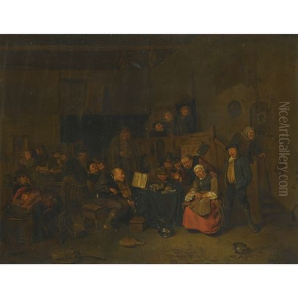 A Tavern Interior With Peasants Merrymaking Oil Painting by Egbert van Heemskerck the Younger