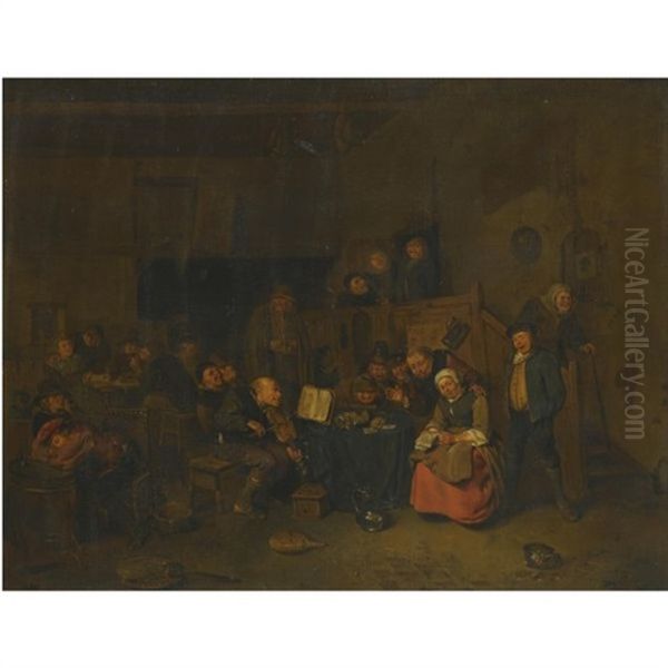 A Tavern Interior With Peasants Merrymaking Oil Painting by Egbert van Heemskerck the Younger