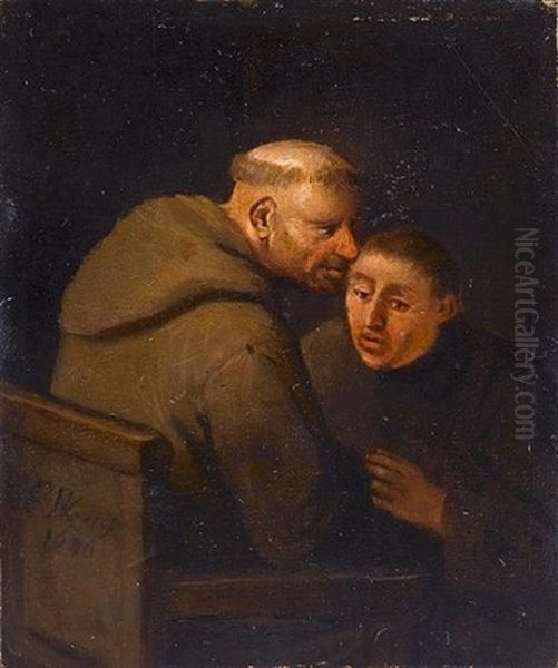 Two Franciscan Monks Oil Painting by Egbert van Heemskerck the Younger