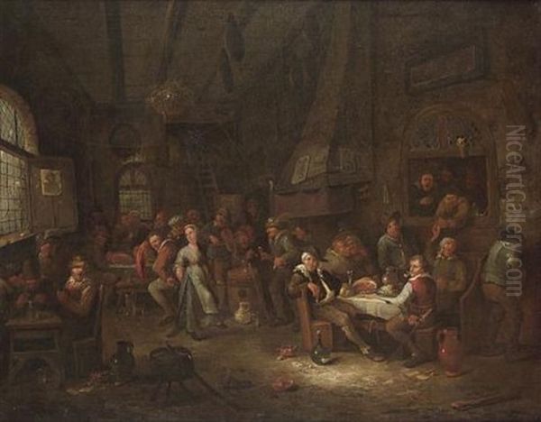 A Tavern Interior With Peasants Merrymaking Oil Painting by Egbert van Heemskerck the Younger