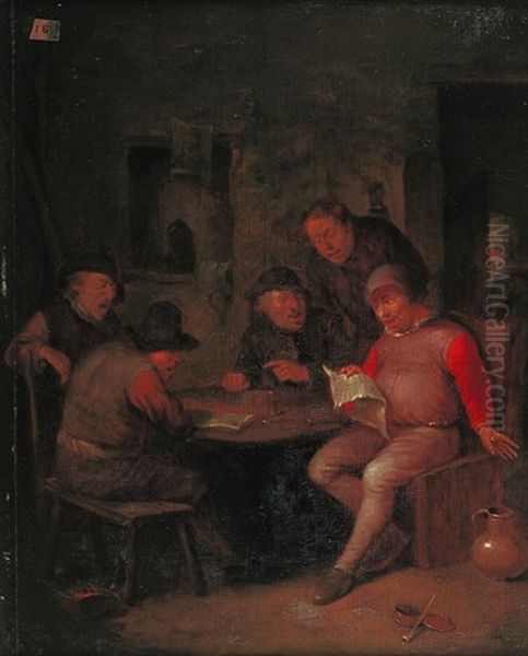 Scene De Lecture Dans Une Auberge Oil Painting by Egbert van Heemskerck the Younger