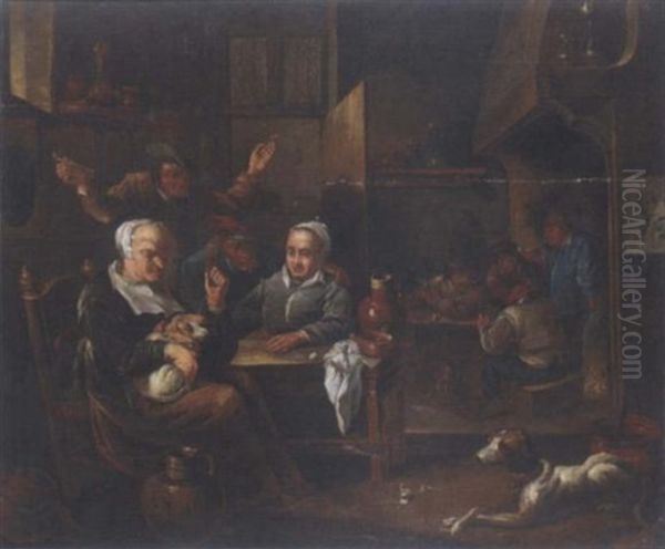 Peasants Drinking And Smoking In A Tavern Oil Painting by Egbert van Heemskerck the Younger