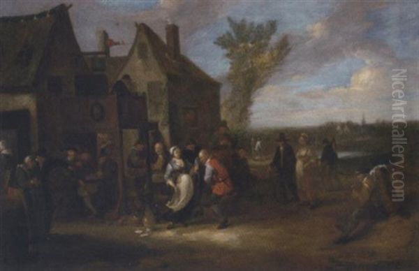 A Village Kermesse Oil Painting by Egbert van Heemskerck the Younger