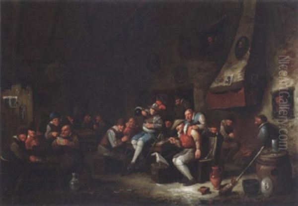 Boors Carousing In A Tavern Oil Painting by Egbert van Heemskerck the Younger