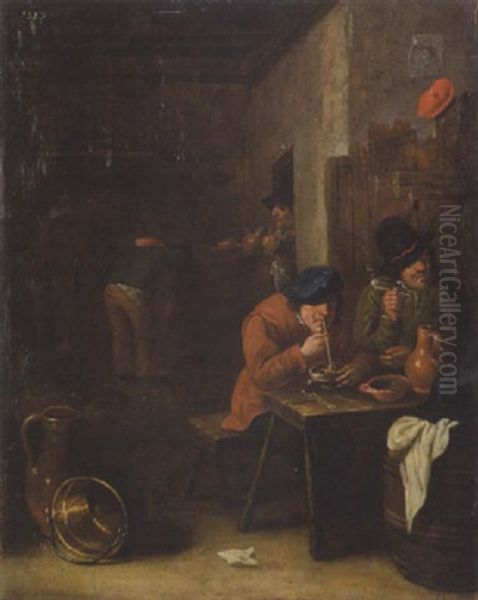 Zwei Raucher Im Wirtshaus Oil Painting by Egbert van Heemskerck the Younger