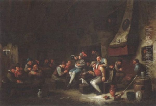 Boors Carousing In A Tavern Oil Painting by Egbert van Heemskerck the Younger