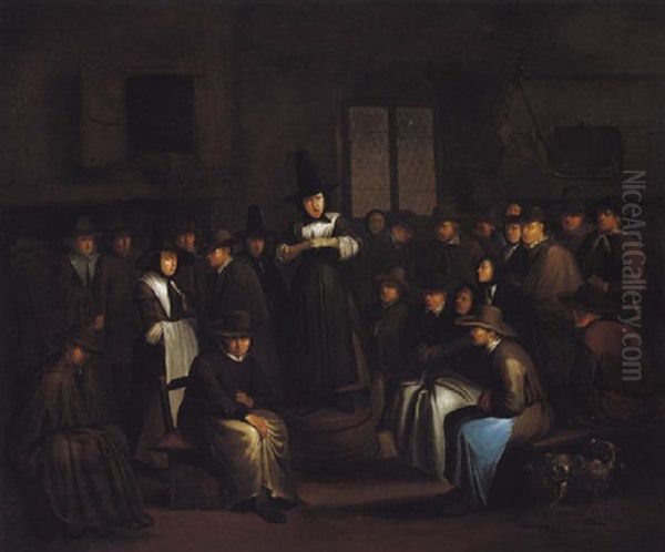 Eine Quaker-versammlung Oil Painting by Egbert van Heemskerck the Younger