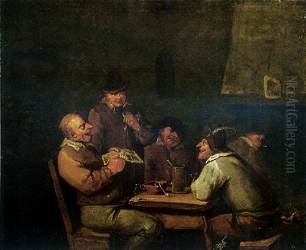 Boors Singing And Drinking In An Inn Oil Painting by Egbert van Heemskerck the Younger