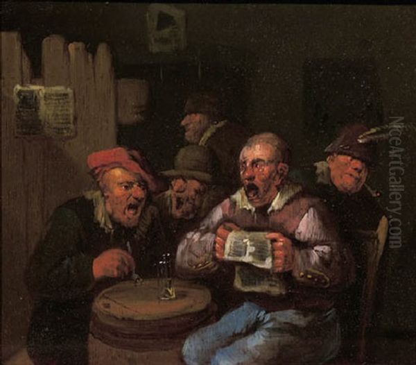 Boors Singing In A Tavern Oil Painting by Egbert van Heemskerck the Younger