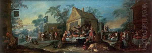 A Village Kermesse Oil Painting by Egbert van Heemskerck the Younger