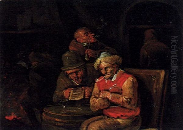 Drei Bauern In Einem Wirtshaus Oil Painting by Egbert van Heemskerck the Younger