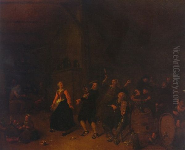 Peasants Dancing In An Inn Oil Painting by Egbert van Heemskerck the Younger