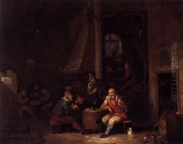 Peasants Smoking And Drinking In An Inn Oil Painting by Egbert van Heemskerck the Younger