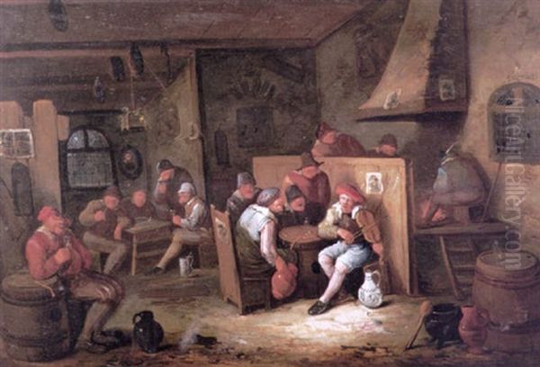 The Interior Of A Tavern With Numerous Boers Singing And Drinking Oil Painting by Egbert van Heemskerck the Younger