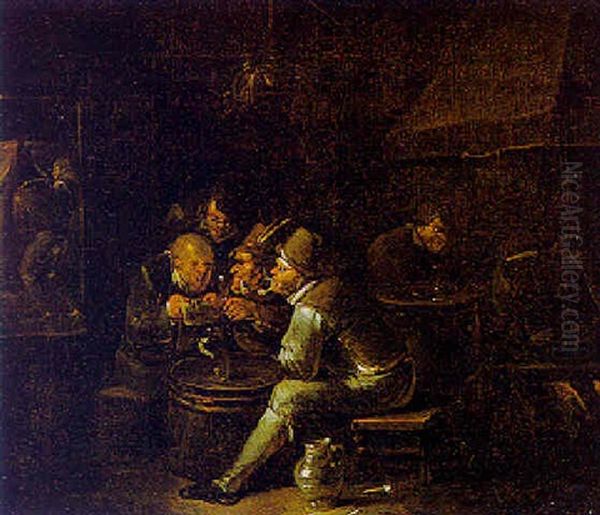 Pesants Drinking In A Tavern Oil Painting by Egbert van Heemskerck the Younger