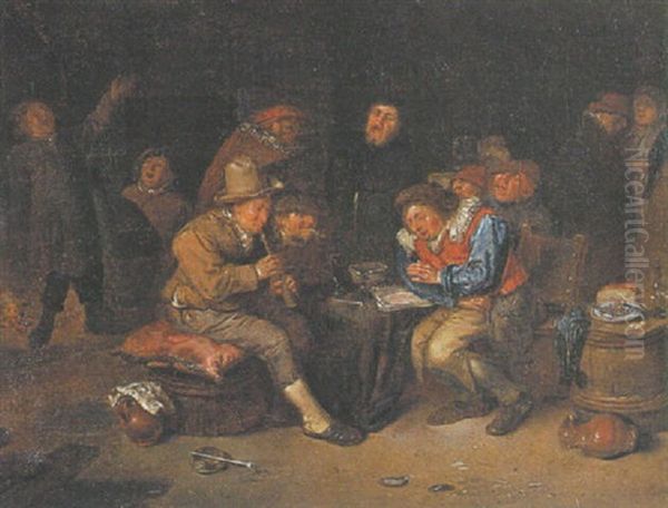 Peasants Carousing In An Inn Oil Painting by Egbert van Heemskerck the Younger