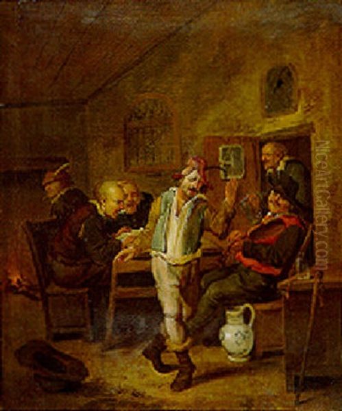 Boors Merry Making In An Inn Oil Painting by Egbert van Heemskerck the Younger