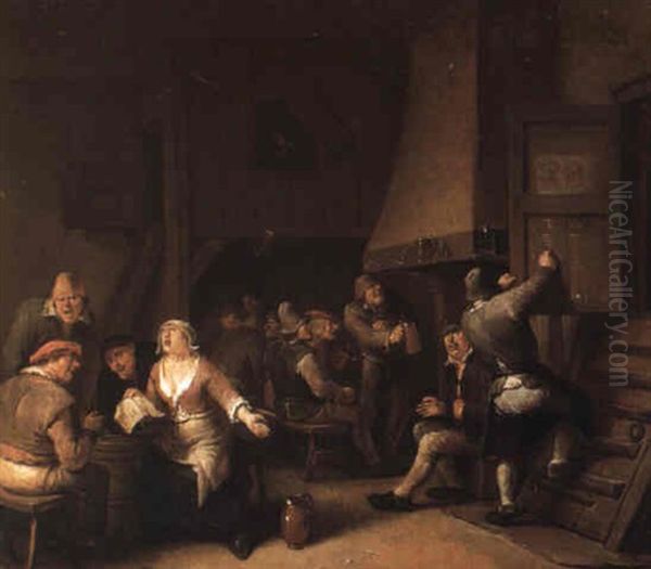 Peasants In A Tavern Oil Painting by Egbert van Heemskerck the Younger