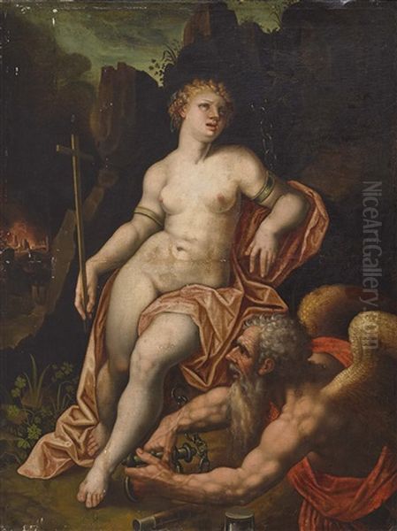 Die Zeit Befreit Den Glauben Oil Painting by Maerten Jacobsz van Heemskerck