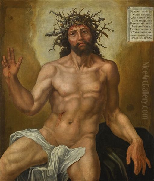 Christ As The Man Of Sorrows Oil Painting by Maerten Jacobsz van Heemskerck