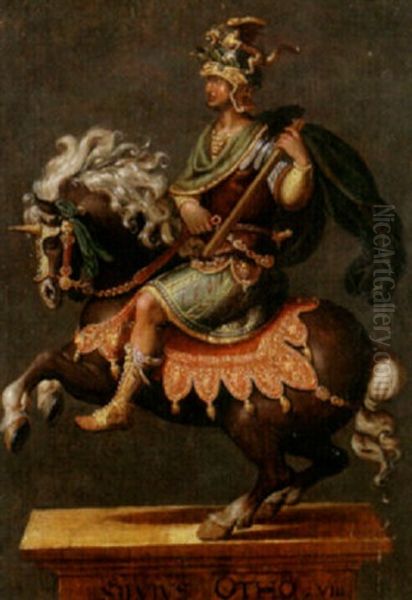 Silius Vii On Horseback Wearing Military Regalia Oil Painting by Maerten Jacobsz van Heemskerck