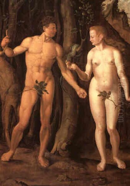 Adam Und Eva Oil Painting by Maerten Jacobsz van Heemskerck