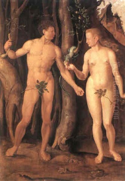 Adam Et Eve Oil Painting by Maerten Jacobsz van Heemskerck