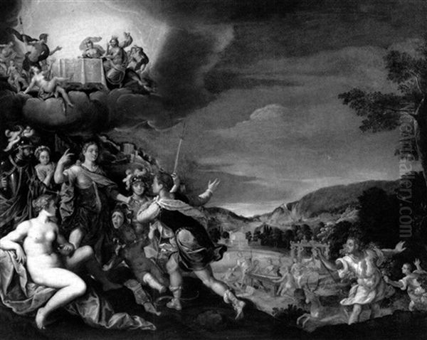 An Allegory With Apollo And Other Olympian Gods Oil Painting by Lucas de Heere