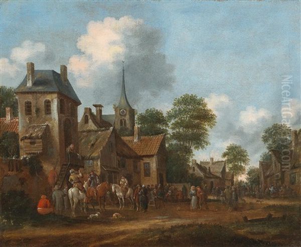 Celebrating Peasants Oil Painting by Thomas Heeremans