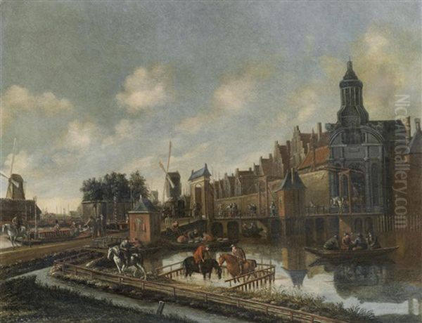 The Haarlemmerpoort, Amsterdam Oil Painting by Thomas Heeremans