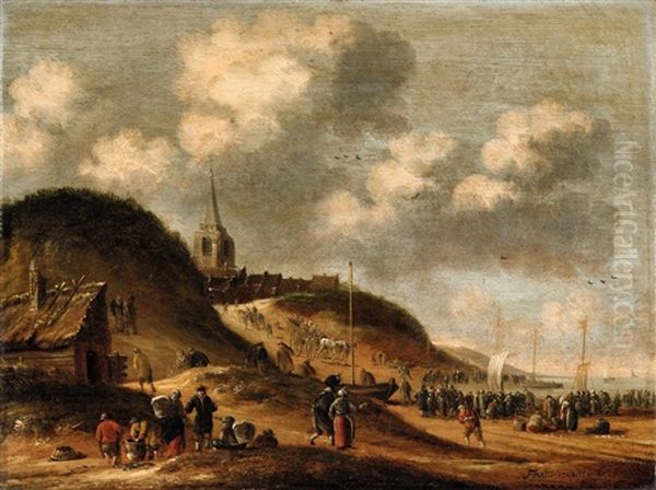 Strandansicht Bei Scheveningen Oil Painting by Thomas Heeremans