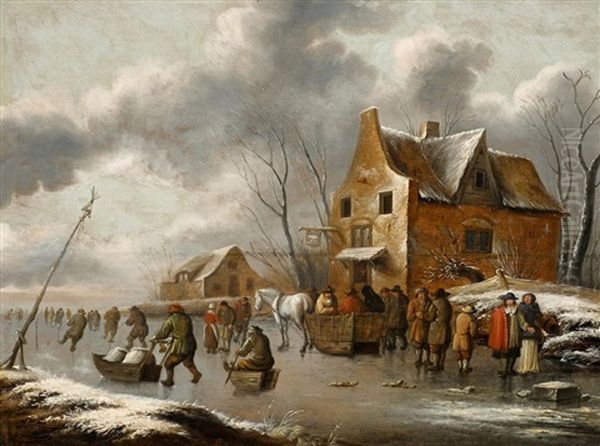 Wintertag Auf Dem Eis Oil Painting by Thomas Heeremans