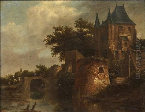 Canal A L'entree D'une Ville Oil Painting by Thomas Heeremans