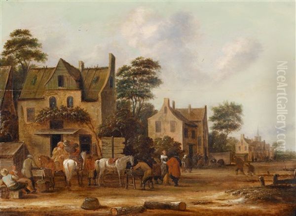 Dorfstrase Oil Painting by Thomas Heeremans