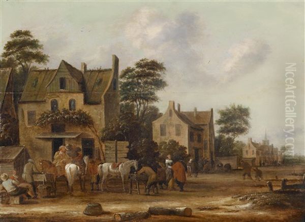 Dorfstrase Oil Painting by Thomas Heeremans