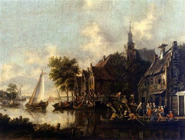 Paysage Fluvial Anime Oil Painting by Thomas Heeremans