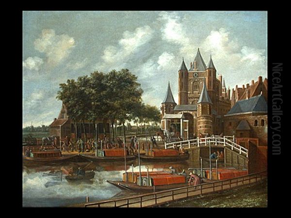 Die Schiffslande Vor Dem Stadttor Oil Painting by Thomas Heeremans