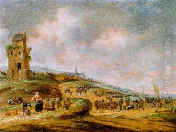 Fischmarkt An Der Kuste Von Egmont (?) by Thomas Heeremans