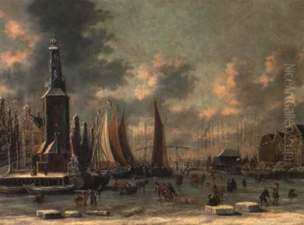 Amsterdam Seen From The Scheepjesbrug Oil Painting by Thomas Heeremans