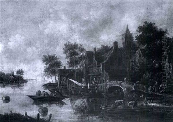 A Village On The Dort Oil Painting by Thomas Heeremans