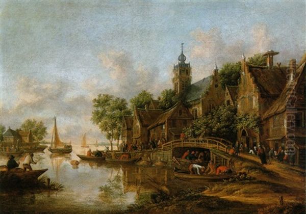 A Ferry Oil Painting by Thomas Heeremans