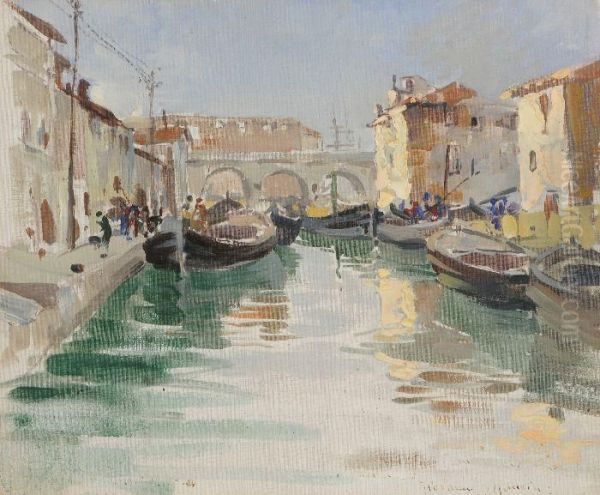 Canale Oil Painting by Giovanni Bandini